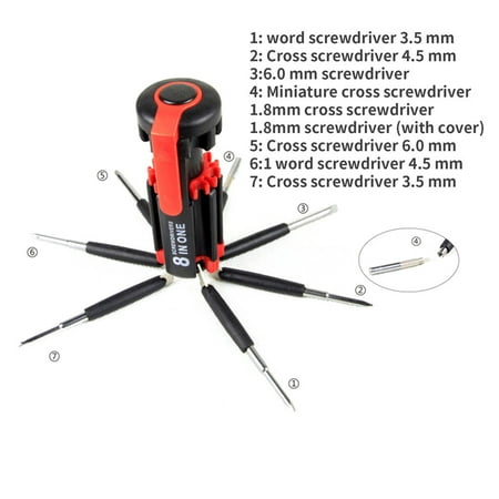 8 in 1 Multi Screwdriver with 6 LED Torch Hand Repair Tools Up Multi-functional